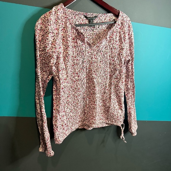 Club Monaco Pink Ruched Tie Front Long Sleeve Blouse - Picture 2 of 11